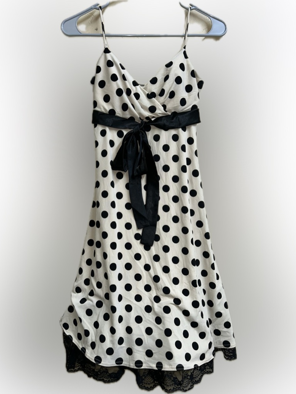 🔥5/$30🔥 Polka Dot Tie Waist Pinup Dress | City Triangles | Size Small - Picture 2 of 10